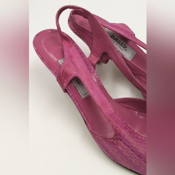 Bally of Switzerland Vintage Pink Leather Slingback Shoe's Kitten Heels  11AA - Picture 9 of 15